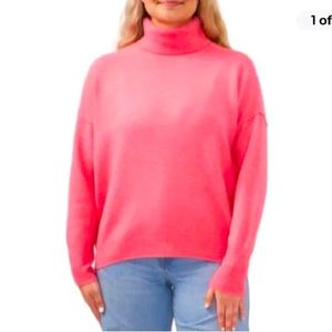 Vince Camuto woman’s pop pink turtleneck sweater Size Large NWT